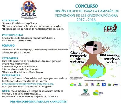 Diseña tu afiche para la campaña de prevención de lesiones por pólvora 2017-2018